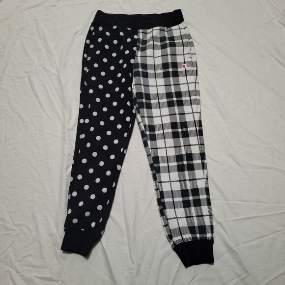 Champion Reverse Weave Sweatpants Joggers Pockets Black White Mixed Media Y2k - Picture 2 of 13